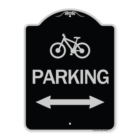 Signmission Bicycle Parking W/ Bidirectional Arrow Heavy-Gauge Aluminum Sign, 24" x 18", BS-1824-24314 A-DES-BS-1824-24314